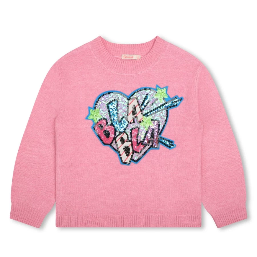 BILLIEBLUSH Pink Knitted Jumper for Girls - Soft & Stylish Winter Sweater