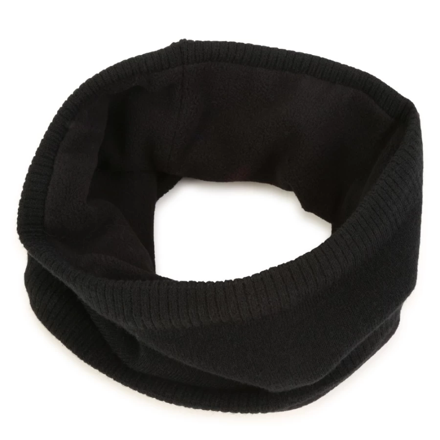 HUGO Black Lined Neck Warmer for Girls - Winter Scarf for Kids