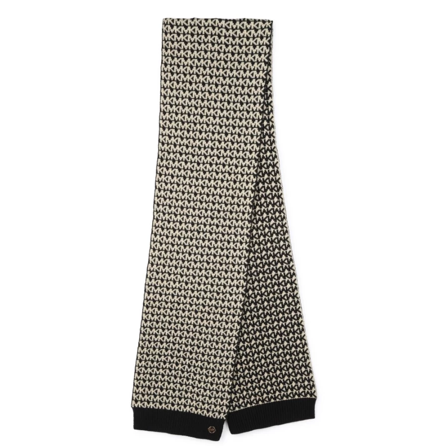 MICHAEL KORS Black Jacquard Scarf for Women - Two-Tone Design