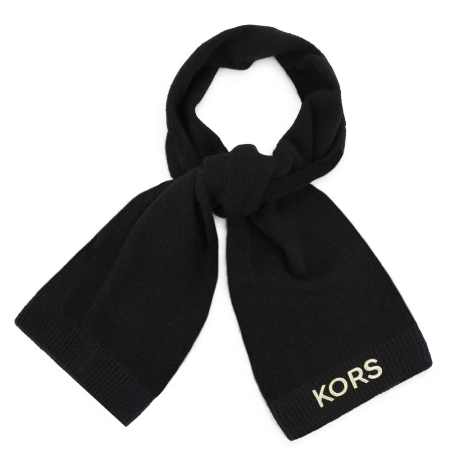 MICHAEL KORS Black Knitted Logo Scarf for Girls - Premium Winter Fashion Accessory