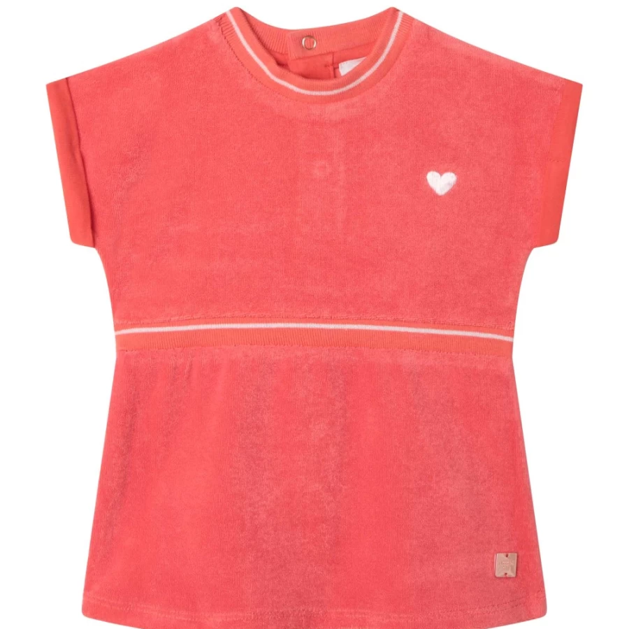 CARREMENT BEAU Girls' Peach Terry Towel Dress – Soft & Comfortable Kids' Wear