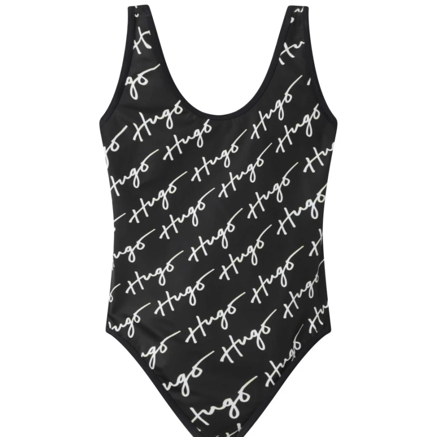 HUGO Black White One-Piece Swimwear for Girls - Stylish Comfort for Summer