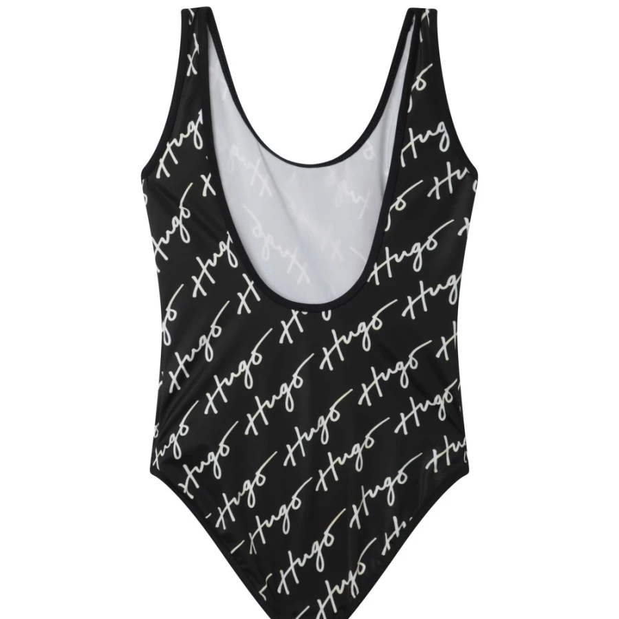HUGO Black White One-Piece Swimwear for Girls - Stylish Comfort for Summer