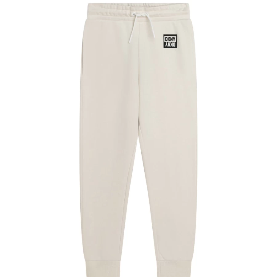 DKNY Girls' White Fleece Jogging Pants for Comfort & Style