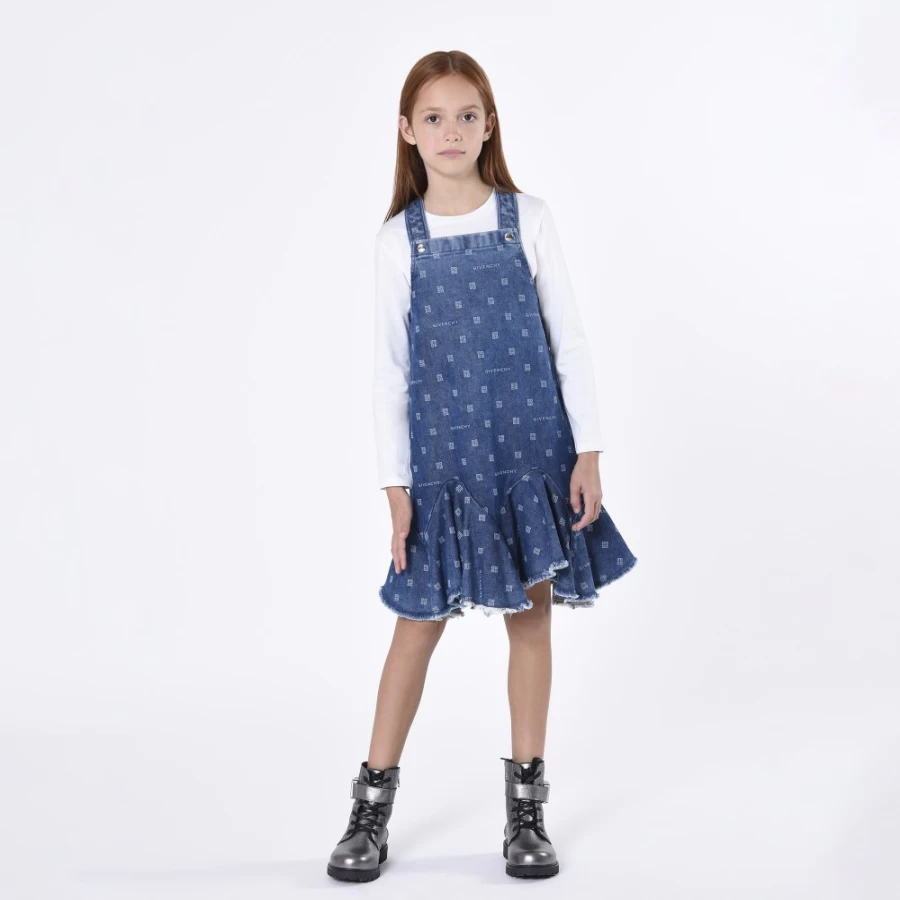 Givenchy Stone Printed Dungaree Dress for Girls - Stylish & Comfortable Outfit
