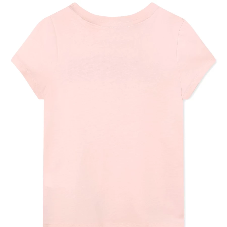LANVIN Girls Lace-Style Printed T-Shirt in Washed Pink - Floral Design Fashion Tee