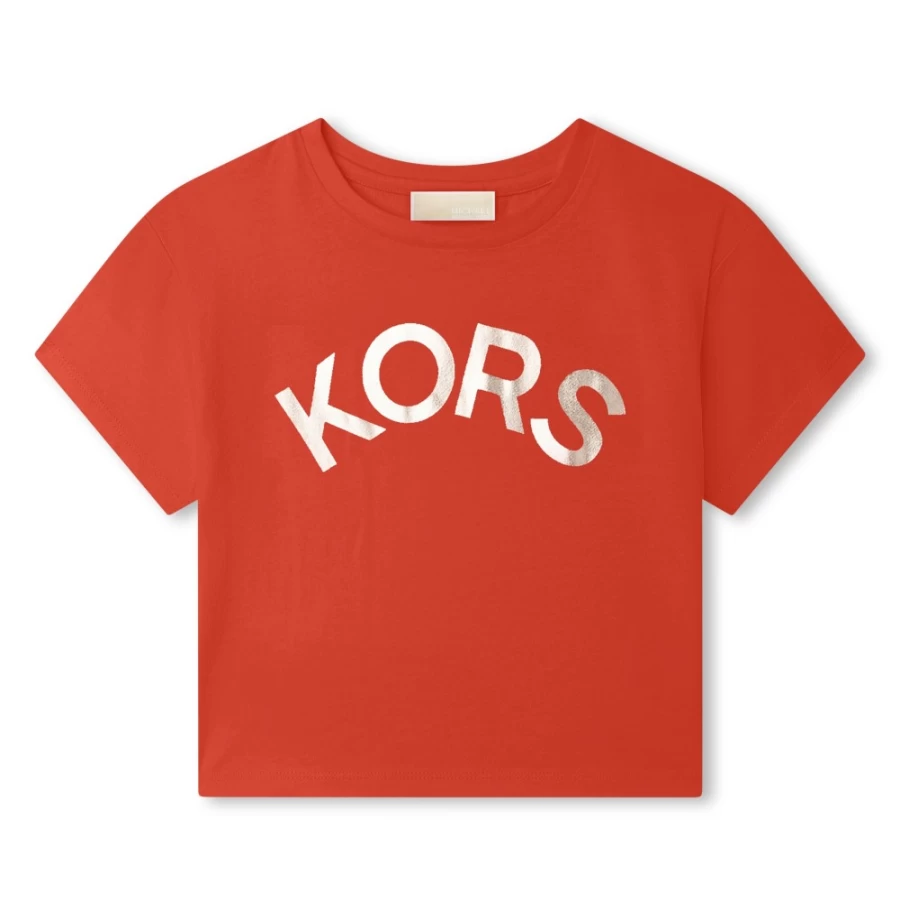 MICHAEL KORS Girls Peach Cotton Short-Sleeve T-Shirt for Kids