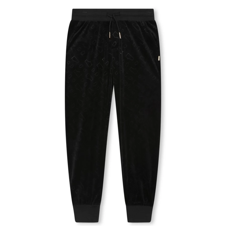 BOSS Girls' Black Velvet Jogging Pants - Comfortable & Stylish Trousers for Active Wear