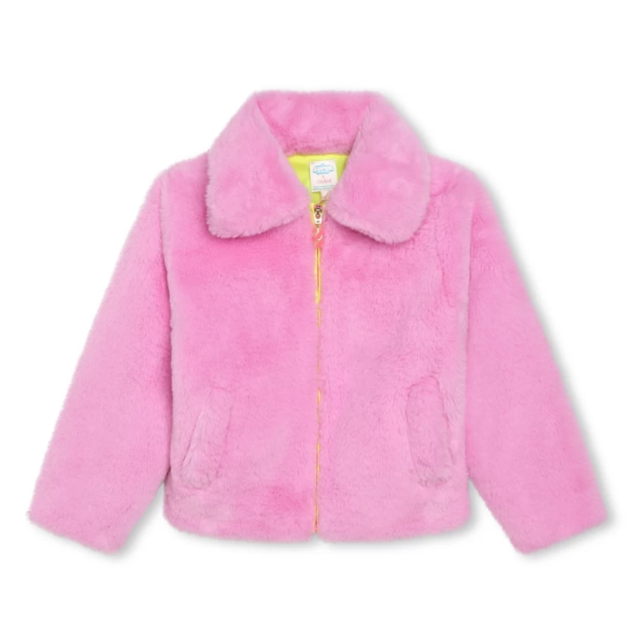 BILLIEBLUSH Pink Fleece Coat for Girls - Soft & Warm Winter Jacket