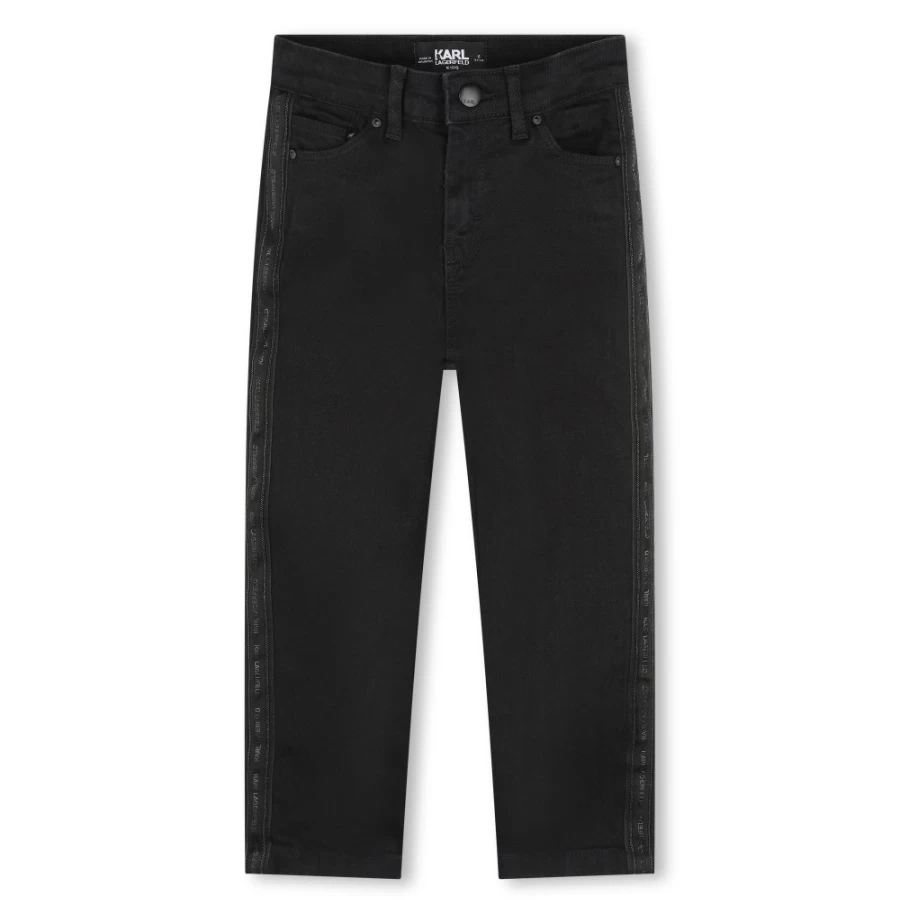 KARL LAGERFELD KIDS Girl's Denim Black Cotton Jeans With Beaded Embellishments