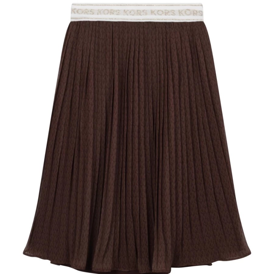 MICHAEL KORS Girls Chocolate Brown Pleated Printed Midi Skirt for Women