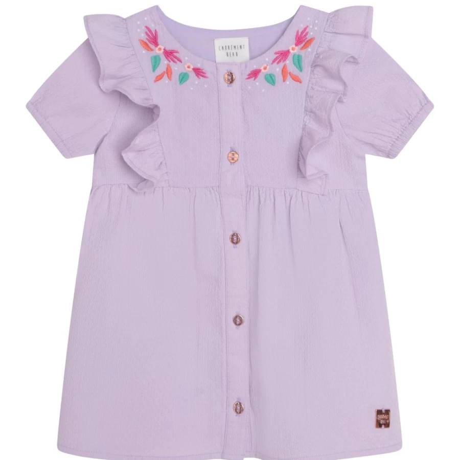 CARREMENT BEAU Lilac Cotton Dress for Girls - Novelty Style