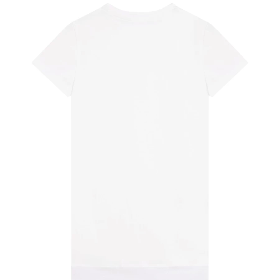 DKNY Girls' White Bi-Material T-Shirt Dress - Stylish Two-Tone Comfort Wear