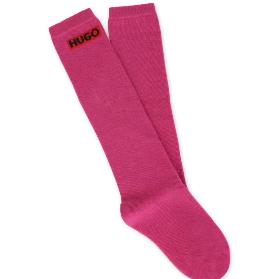 HUGO Fuschia High Socks for Girls - Coloured Knee-High Socks