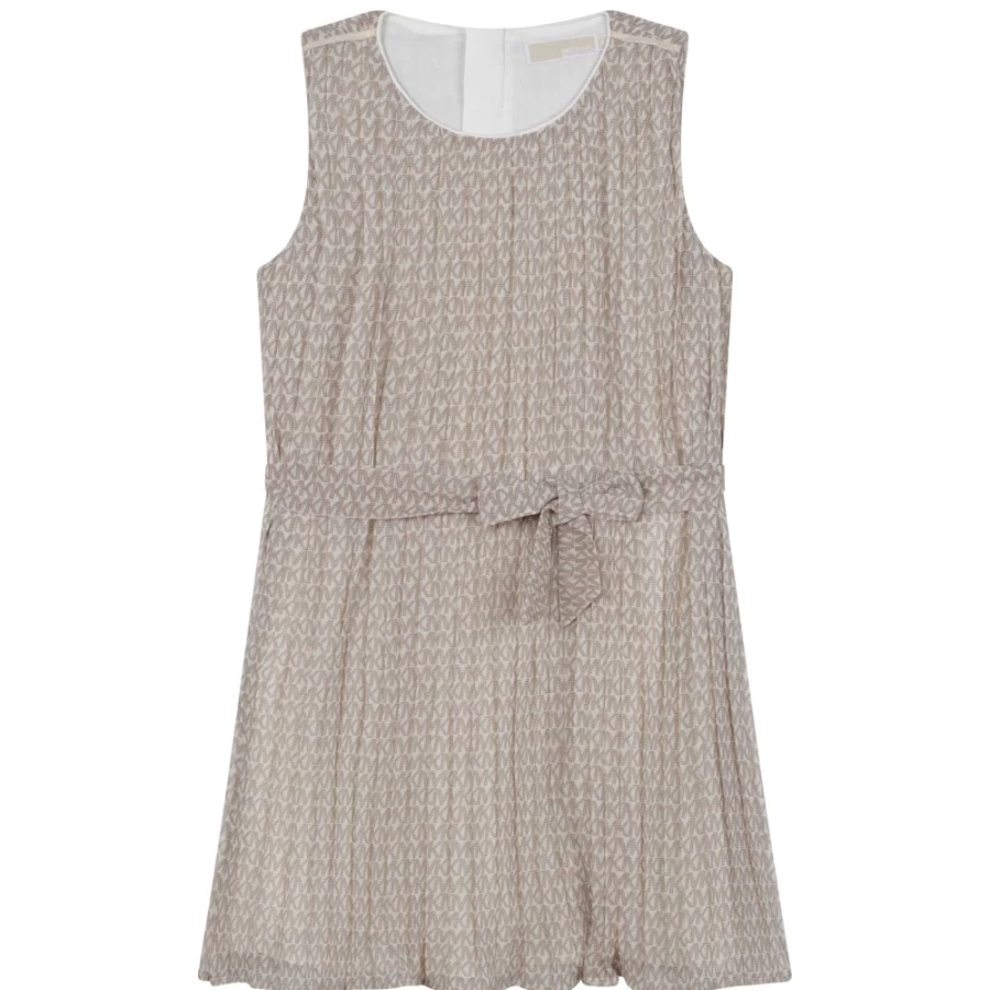 MICHAEL KORS Girls Ivory Pleated Belted Dress for Kids