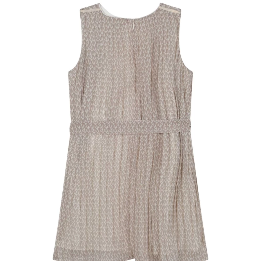 MICHAEL KORS Girls Ivory Pleated Belted Dress for Kids
