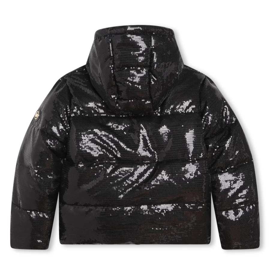 MICHAEL KORS Black Sequined Bomber Jacket for Girls - Sparkly Embellished Outerwear