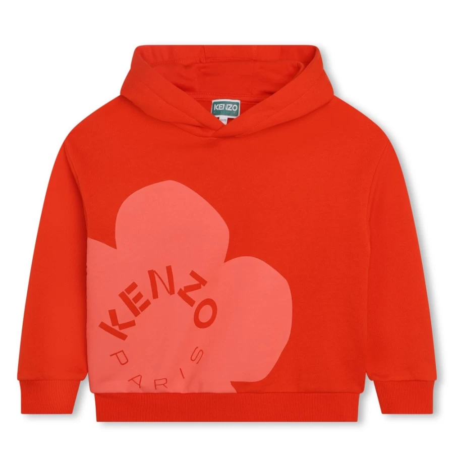 KENZO KIDS Girls Peach Hooded Sweatshirt | Soft Cotton Pullover with Hood