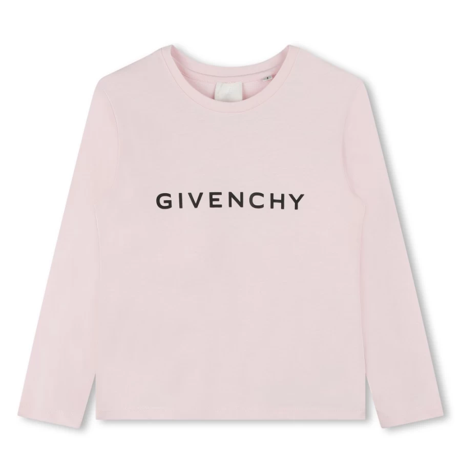 GIVENCHY Marshmallow Long-Sleeved Logo T-Shirt for Girls