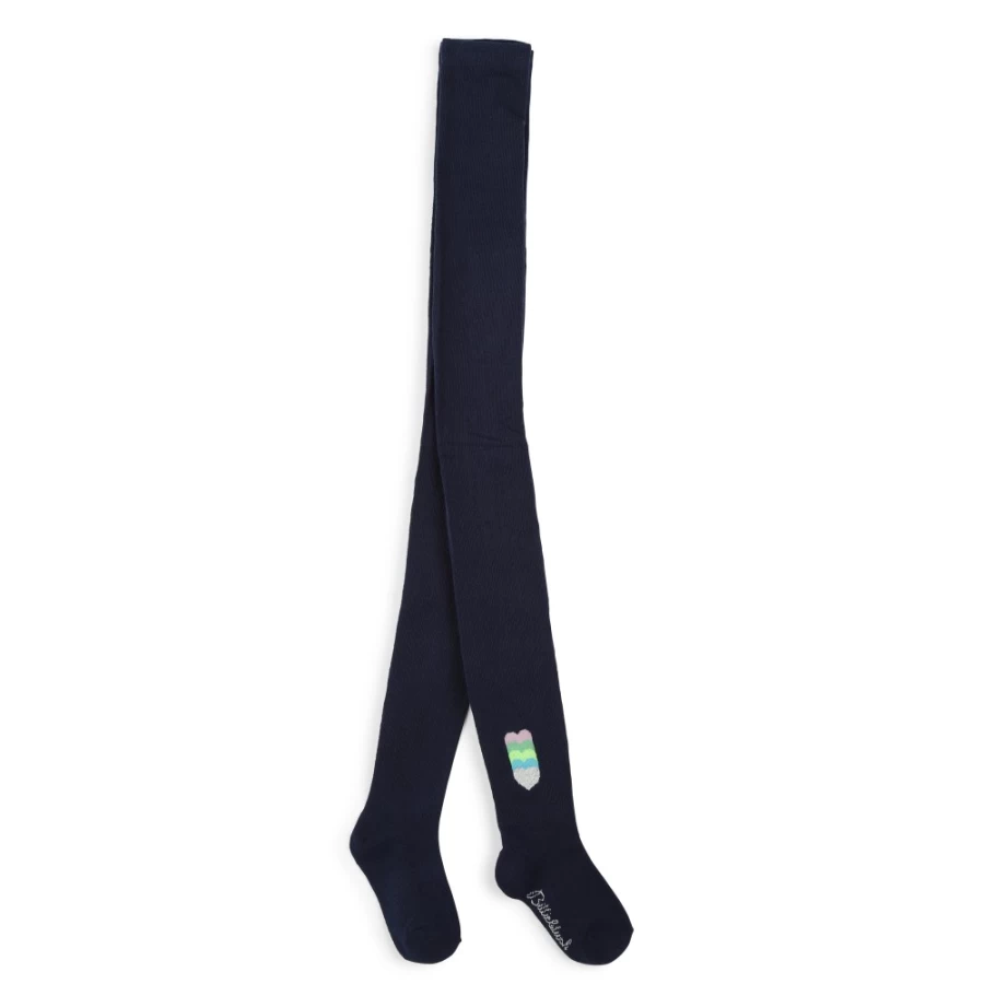 BILLIEBLUSH Navy Metallic Knitted Tights for Girls - Stylish & Comfortable