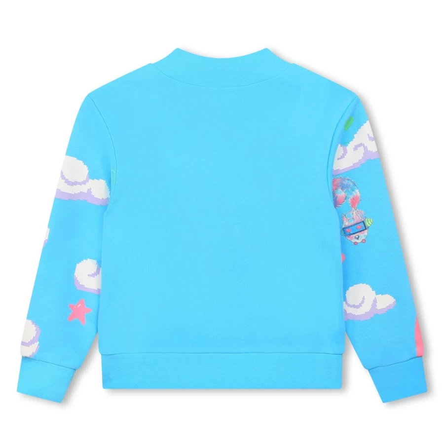 BILLIEBLUSH Girls' Blue Dish Fleece Sweatshirt - Cozy Pullover for Kids