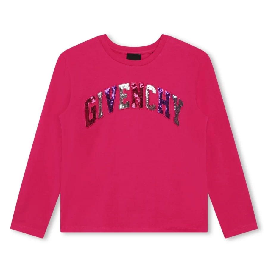 Givenchy Pink Pep'S Sequin Embroidered T-Shirt for Girls