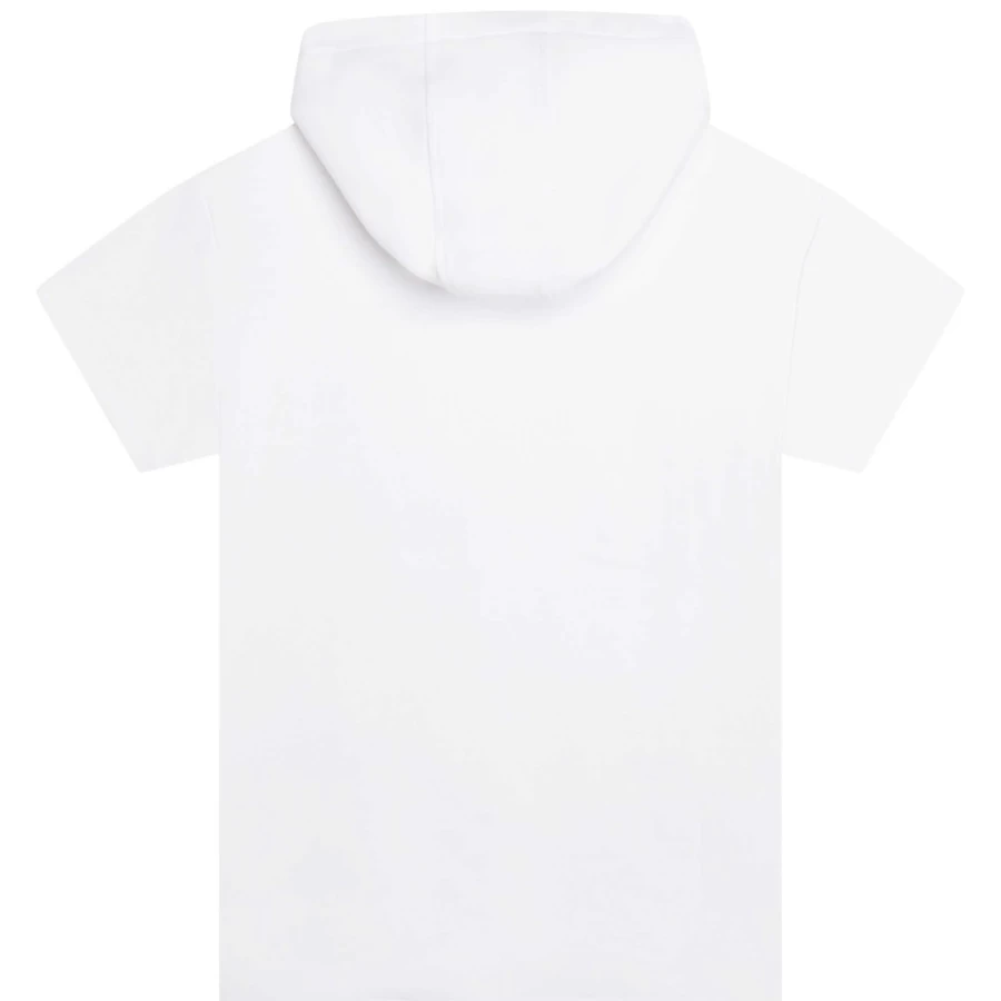MARC JACOBS Girls White Hooded Fleece Dress - Cozy Winter Pullover Hoodie Dress for Kids