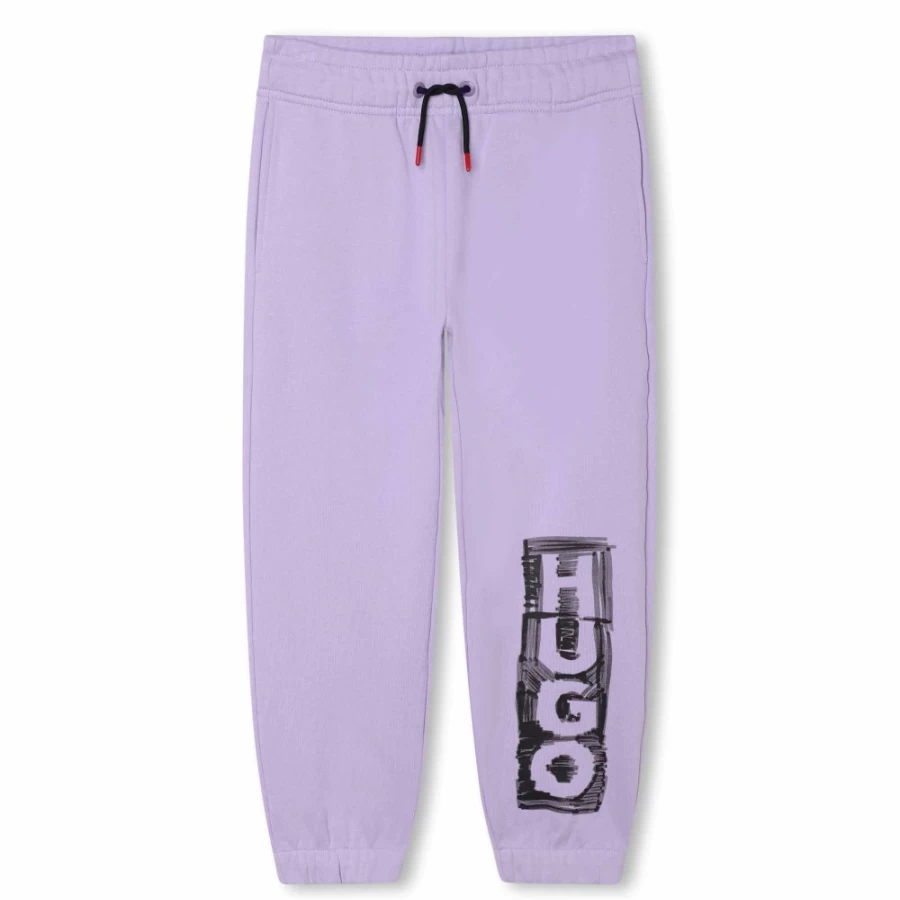 HUGO Girls' Lilac Fleece Jogging Pants for Comfort & Style