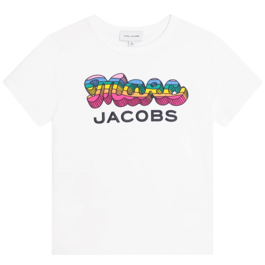 MARC JACOBS Girls White Printed Cotton T-Shirt for Kids