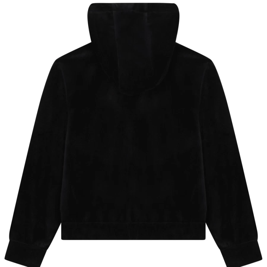 SONIA RYKIEL Black Velvet Hooded Sweatshirt for Girls