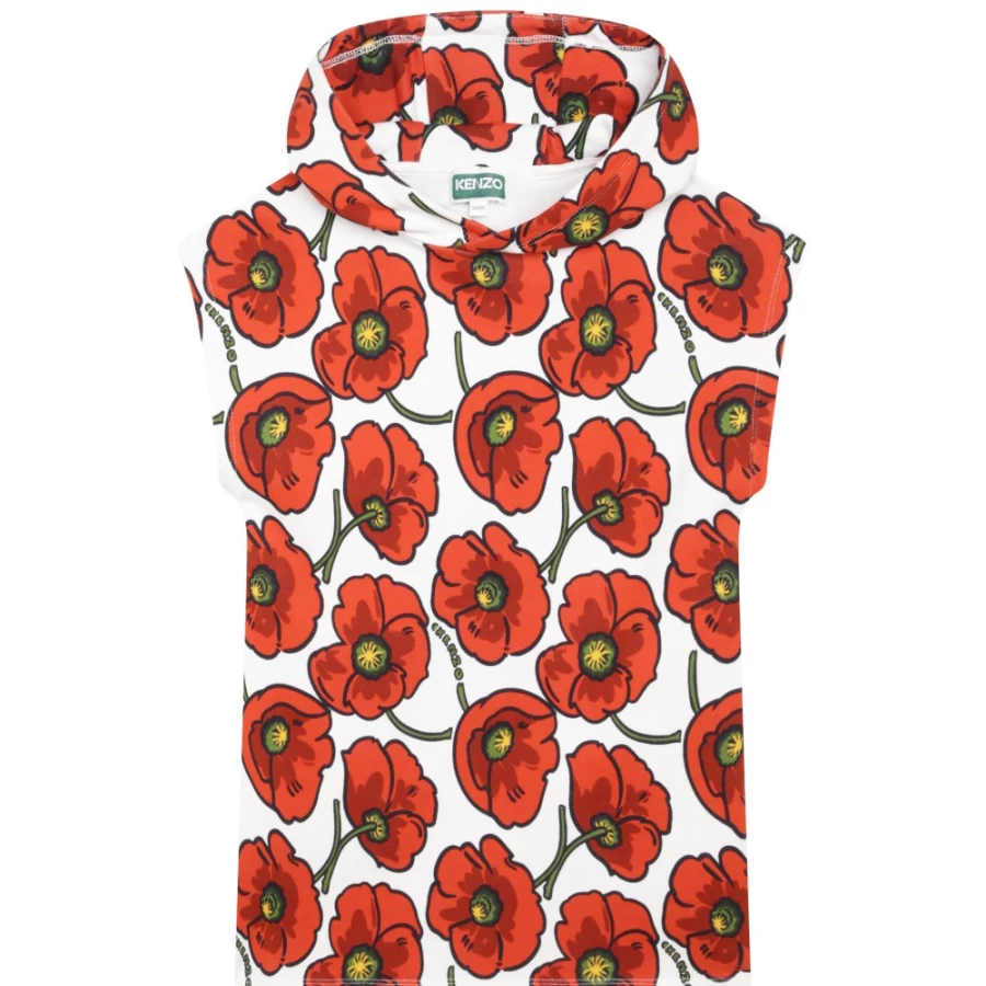 KENZO KIDS Girls Cream Hooded Sleeveless Dress - Elegant & Stylish