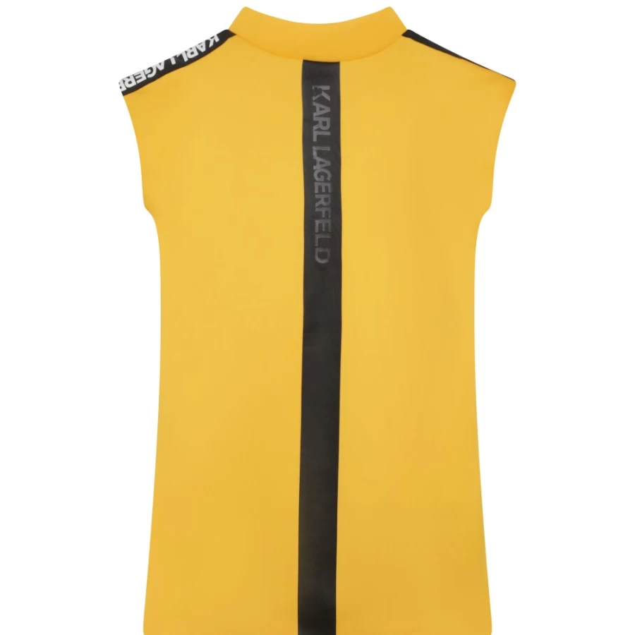 KARL LAGERFELD KIDS Girls' Yellow Stand-Up Collar Zip Dress
