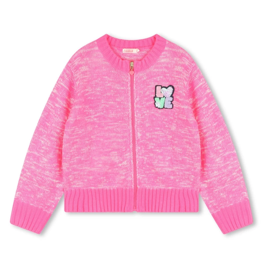 BILLIEBLUSH Pink Knitted Cardigan for Girls - Soft & Stylish