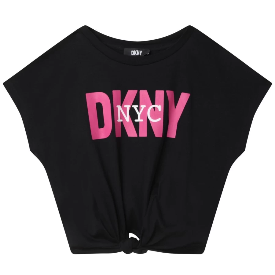DKNY Girls' Black Short-Sleeved T-Shirt for Casual Wear