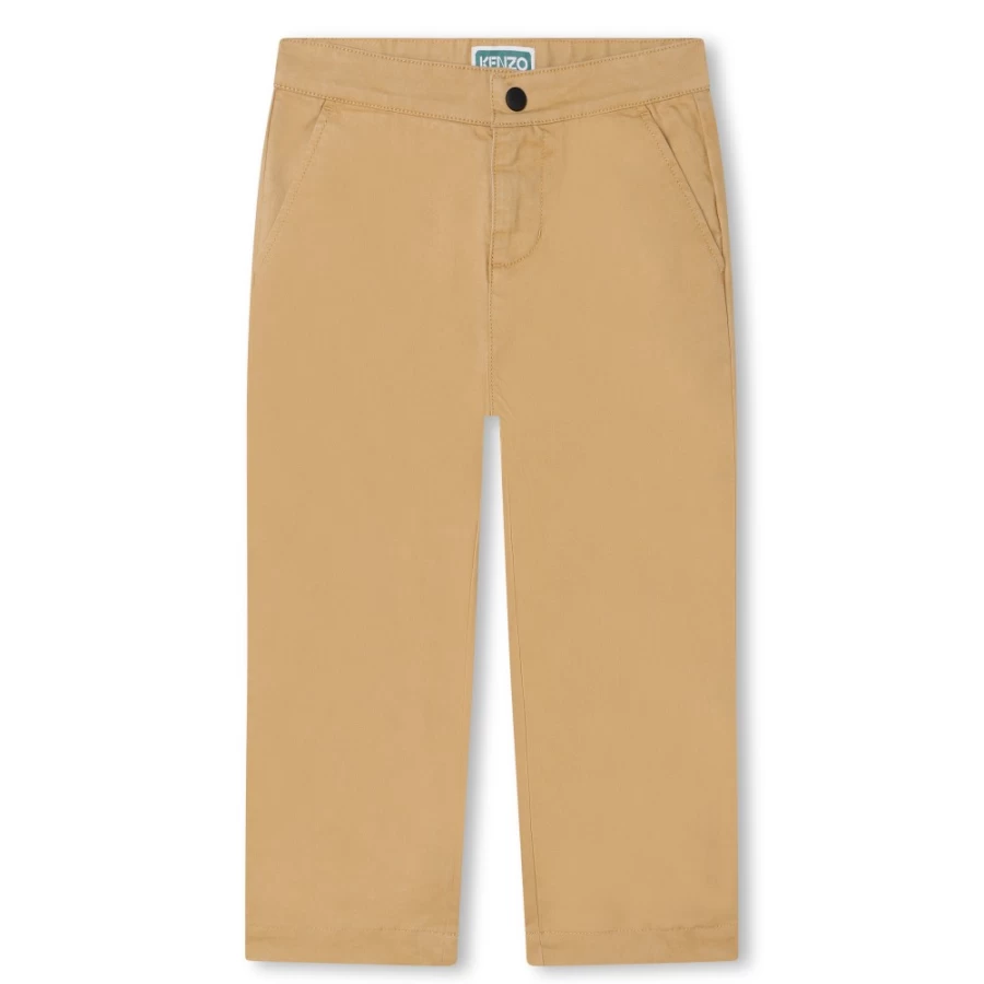 KENZO KIDS Girl's Adjustable Cotton Trousers in Sand Color