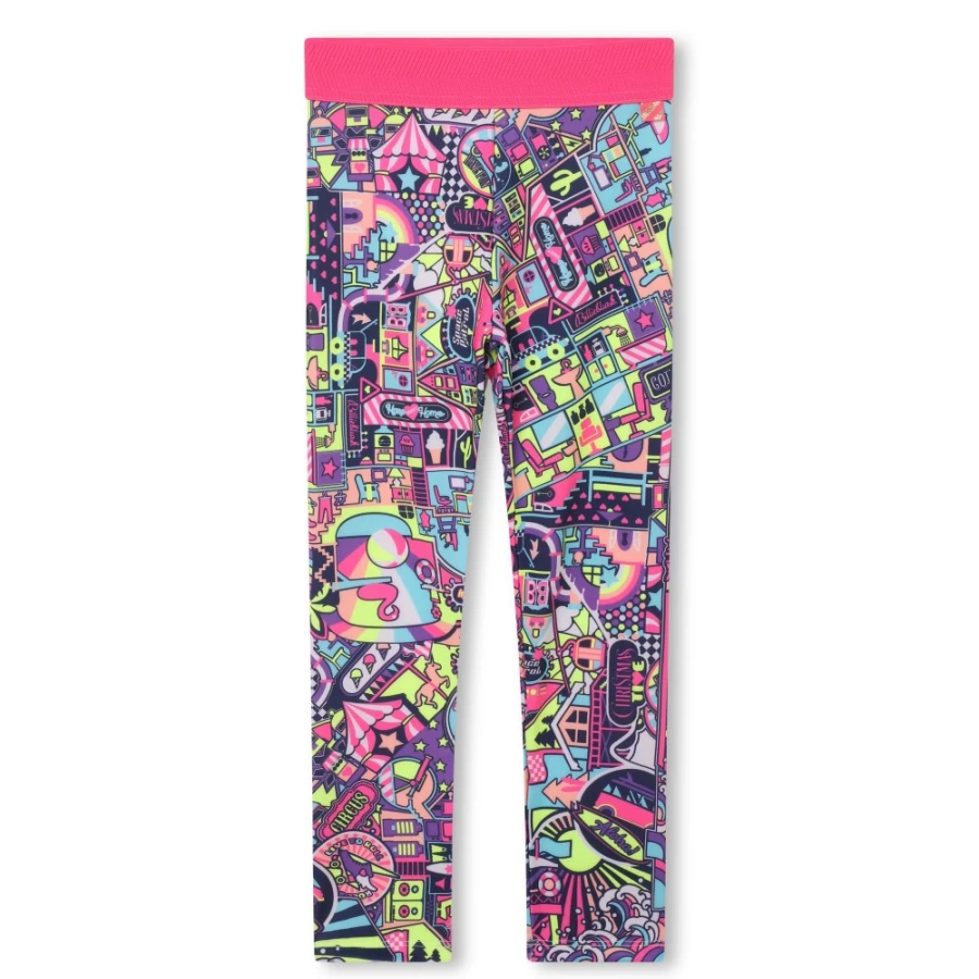 BILLIEBLUSH Girls' Printed Stretch Leggings in Malabar Fluorescent - Comfortable & Stylish
