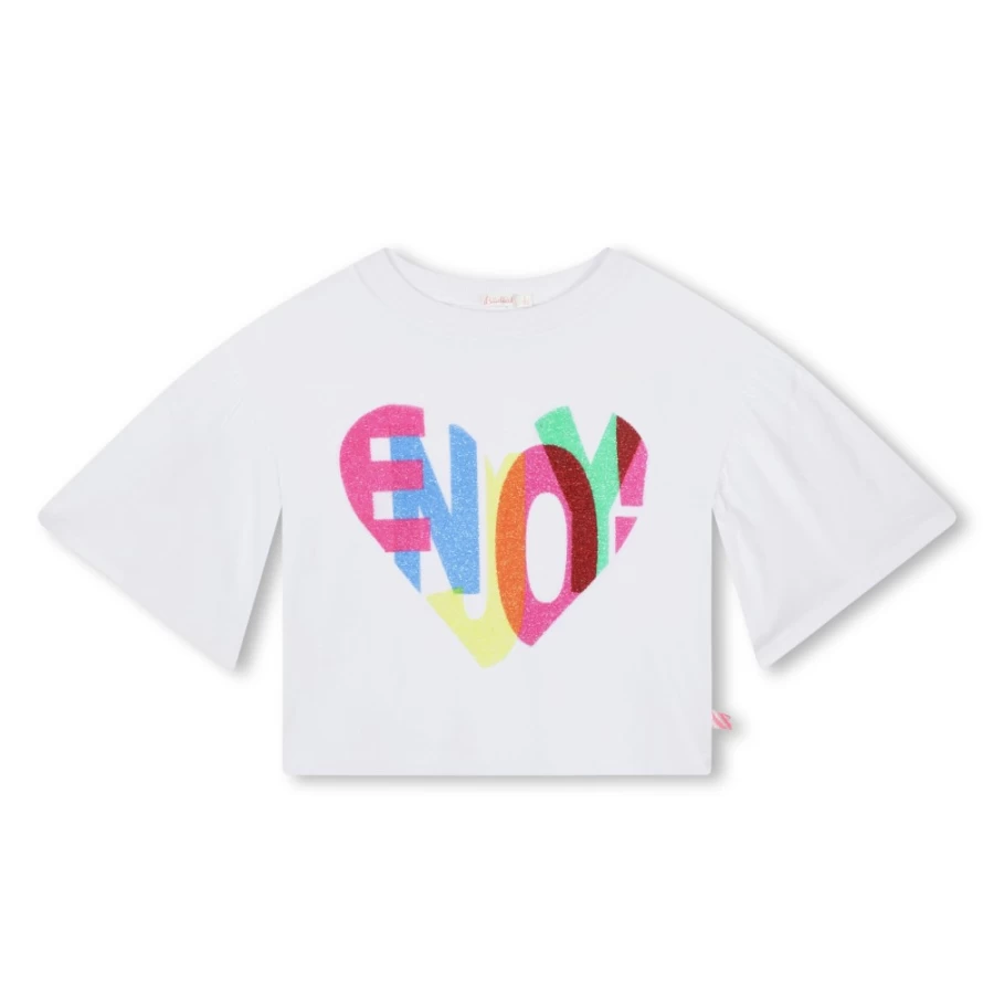 BILLIEBLUSH Girls' White Short-Sleeved T-Shirt for Casual Comfort