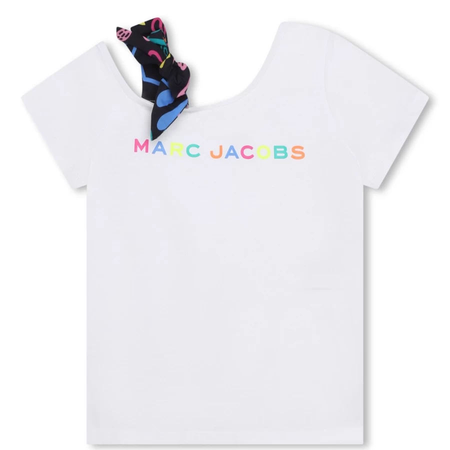 MARC JACOBS Girls White Cotton Party T-Shirt for Kids