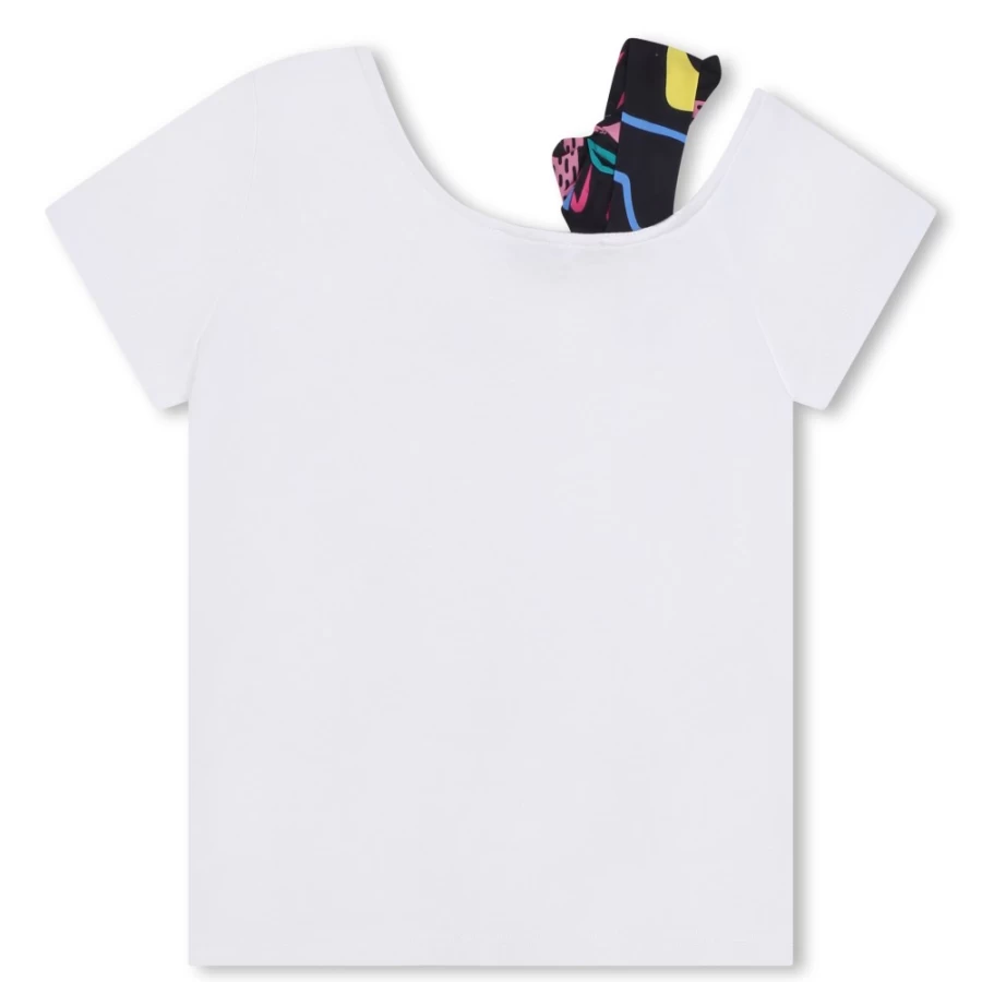 MARC JACOBS Girls White Cotton Party T-Shirt for Kids