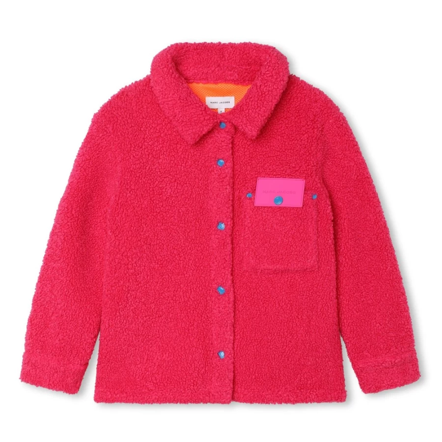 MARC JACOBS Girls Fuschia Fleece Cardigan for Kids - Soft & Cozy Pink Pullover
