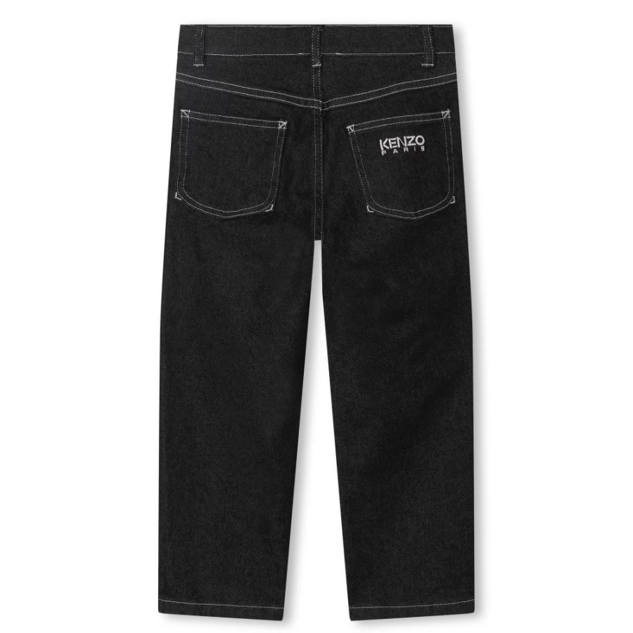 KENZO KIDS Girls' Stretch Cotton Jeans in Denim Black - Comfortable & Stylish