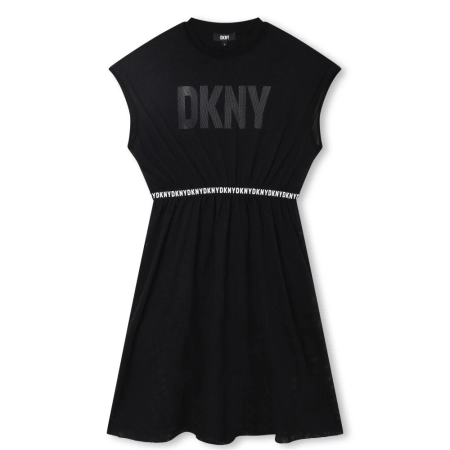 DKNY Black 2-In-1 Open Back Dress for Girls - Stylish & Versatile