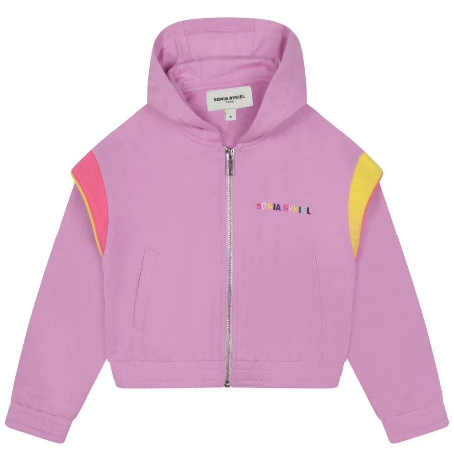 SONIA RYKIEL Lilac Hooded Zip Sweatshirt for Girls