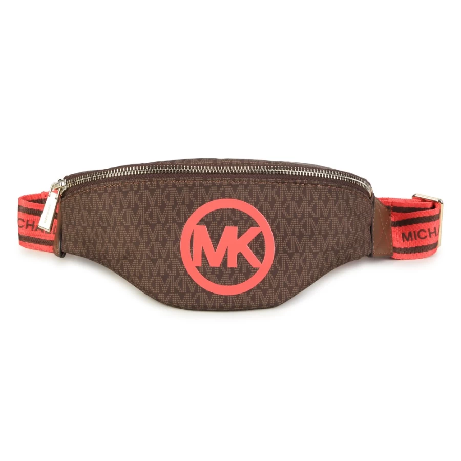 MICHAEL KORS Chocolate Brown Lined Textile Belt Bag for Women - Stylish Crossbody Fanny Pack