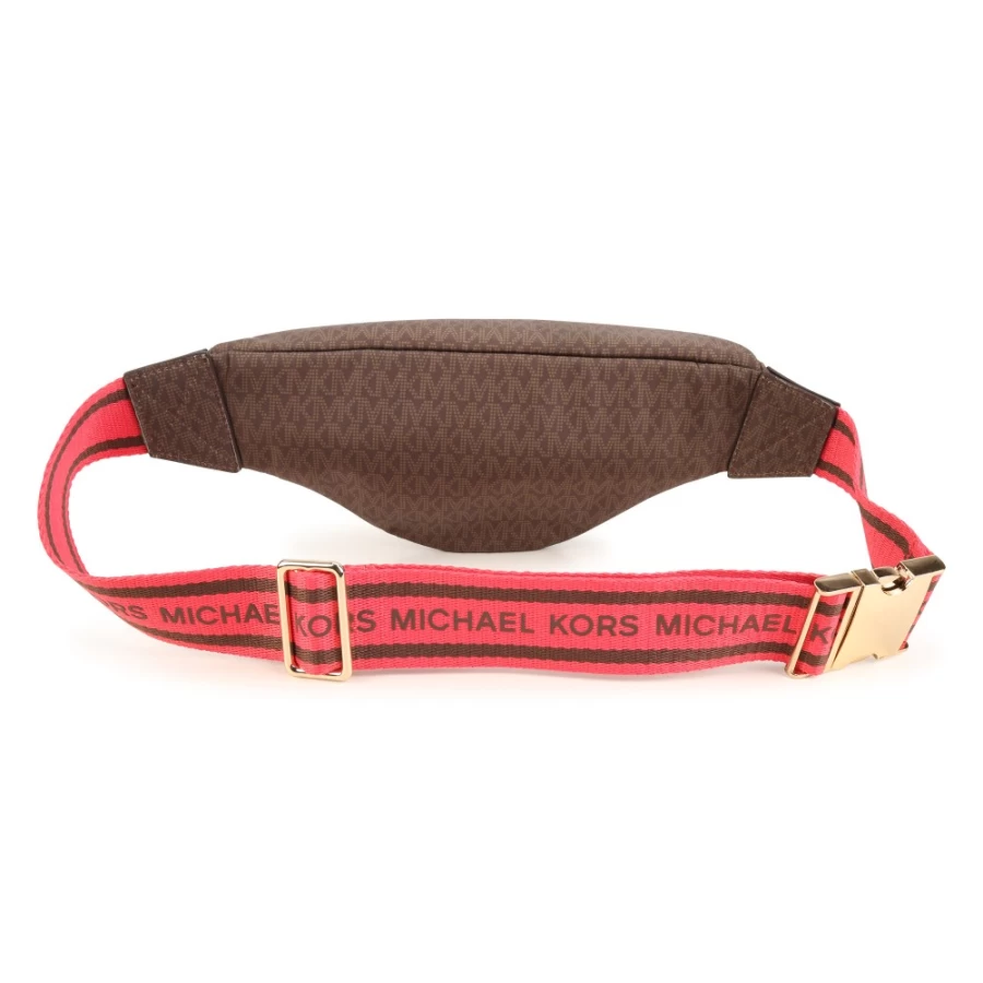 MICHAEL KORS Chocolate Brown Lined Textile Belt Bag for Women - Stylish Crossbody Fanny Pack