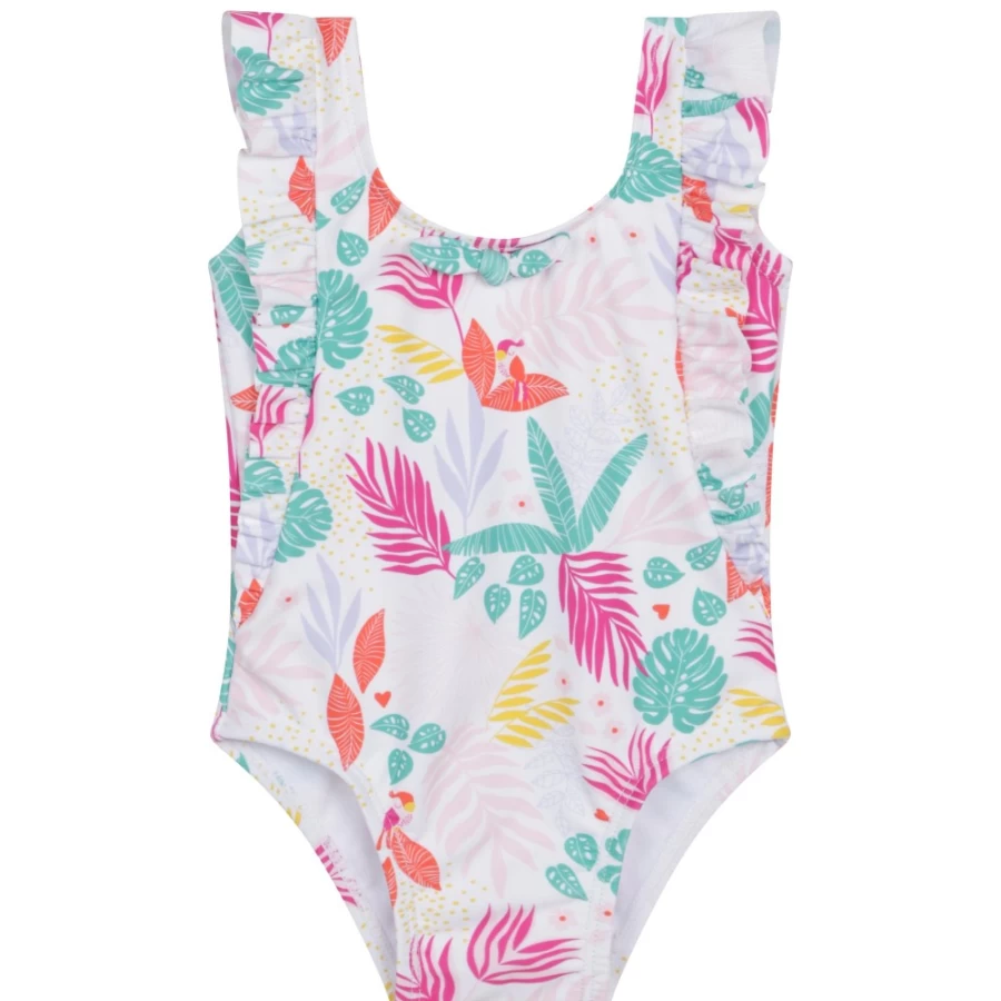 CARREMENT BEAU Girls White One-Piece Swimwear | Stylish Comfort for Swimming