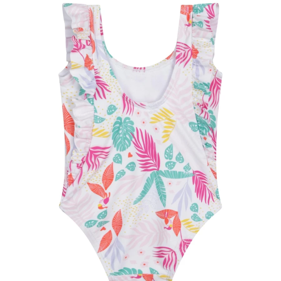 CARREMENT BEAU Girls White One-Piece Swimwear | Stylish Comfort for Swimming