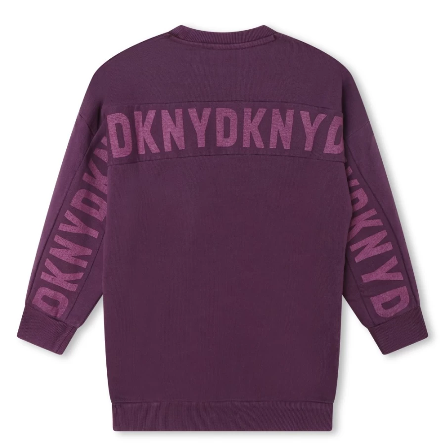 DKNY Girls' Straight Logo Cotton Dress - Classic Fit & Comfortable Style