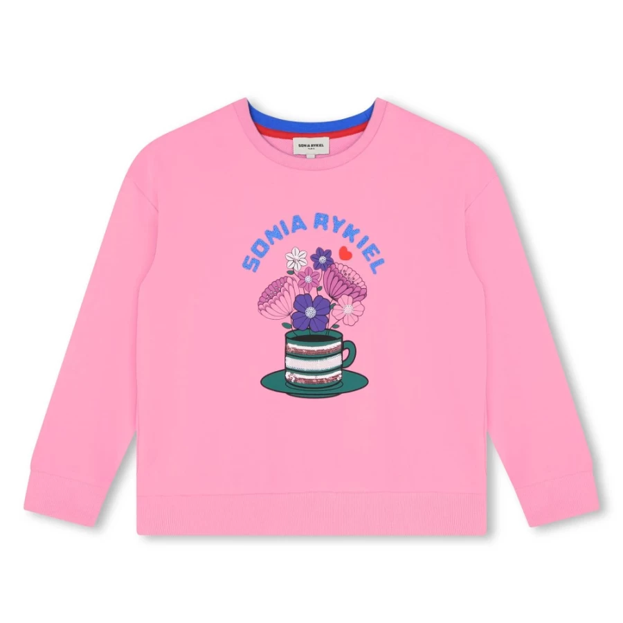 SONIA RYKIEL Girls' Apricot Fleece Sweatshirt - Cozy Pullover for Kids