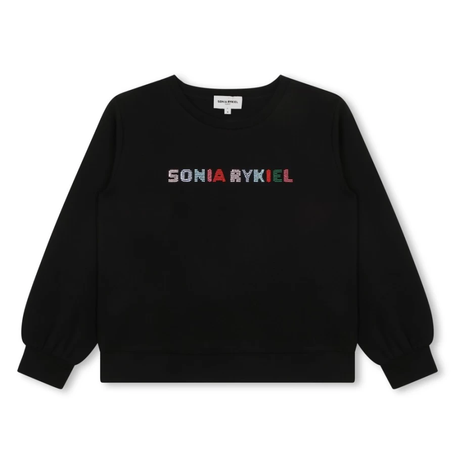 SONIA RYKIEL Black Diamante Sweatshirt for Girls - Sparkling Embellished Hoodie